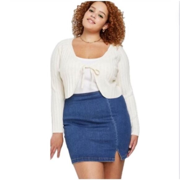 NWT WILD FABLE Jean Mini Skirt 4X Blue Denim Above Knee Mid Rise Stretch Classic - Picture 9 of 9